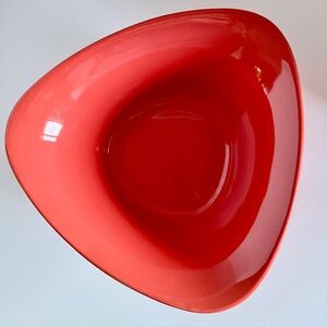 Atomic Googie Salad Bowl Triangular Asymmetrical Orange Serving Dish Retro